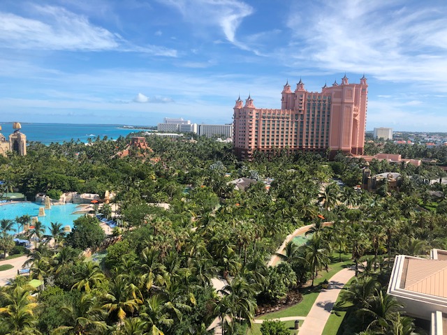 A view of the atlantis resort from above.